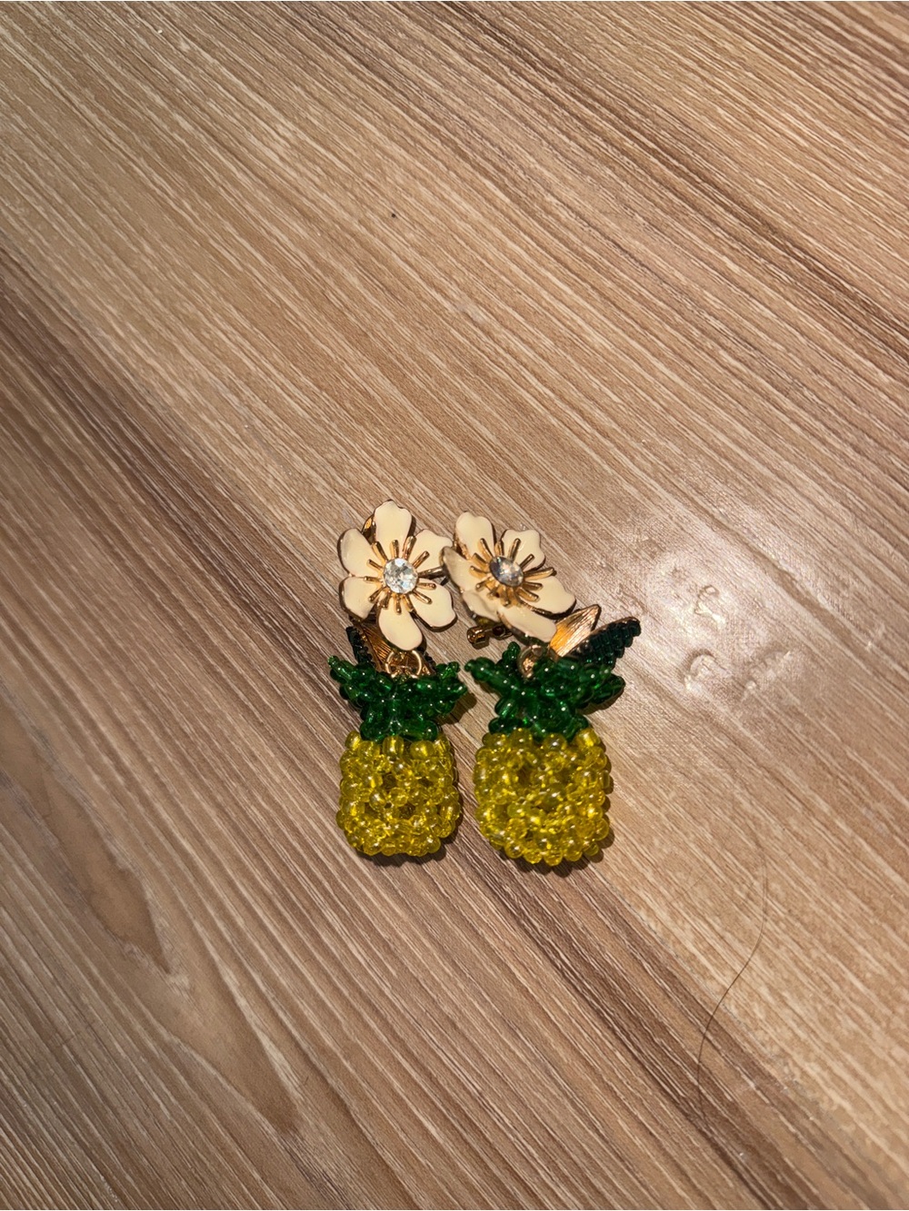 ZARA Yellow Green Pineapple Beaded Drop Earrings